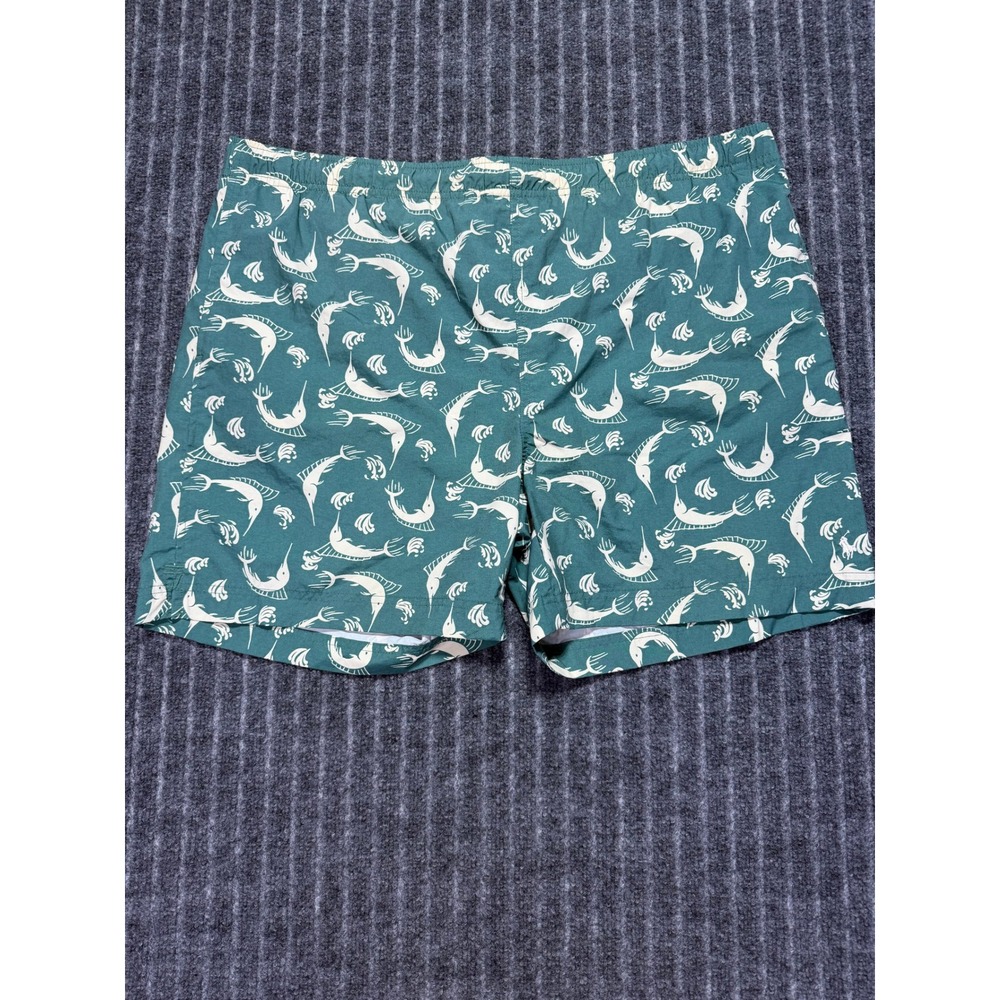 Polo Sport Swim Trunks Mens L Green‎ Marlin Print Vintage Board Shorts Preppy